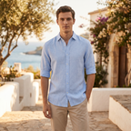 Herren Sommerhemd Leinenoptik Grün 28
