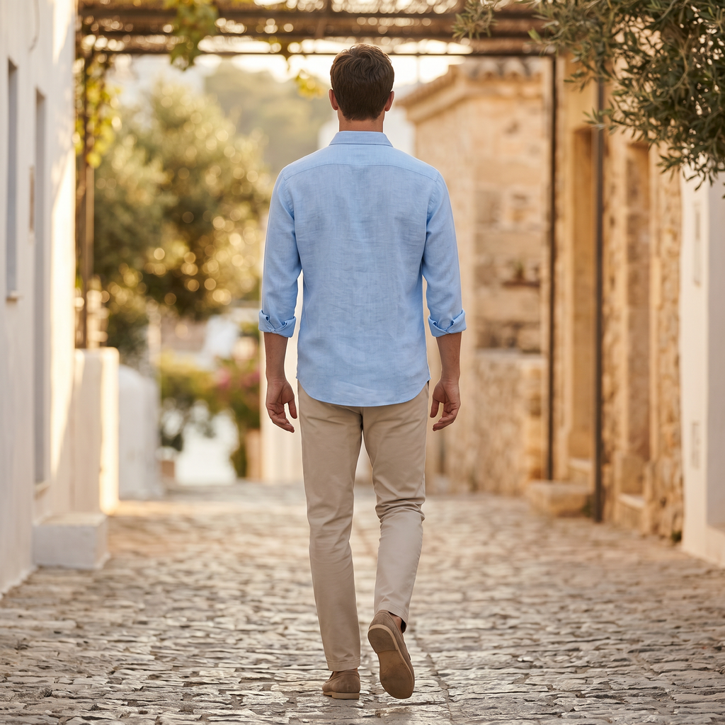 Herren Sommerhemd Leinenoptik Grün 31