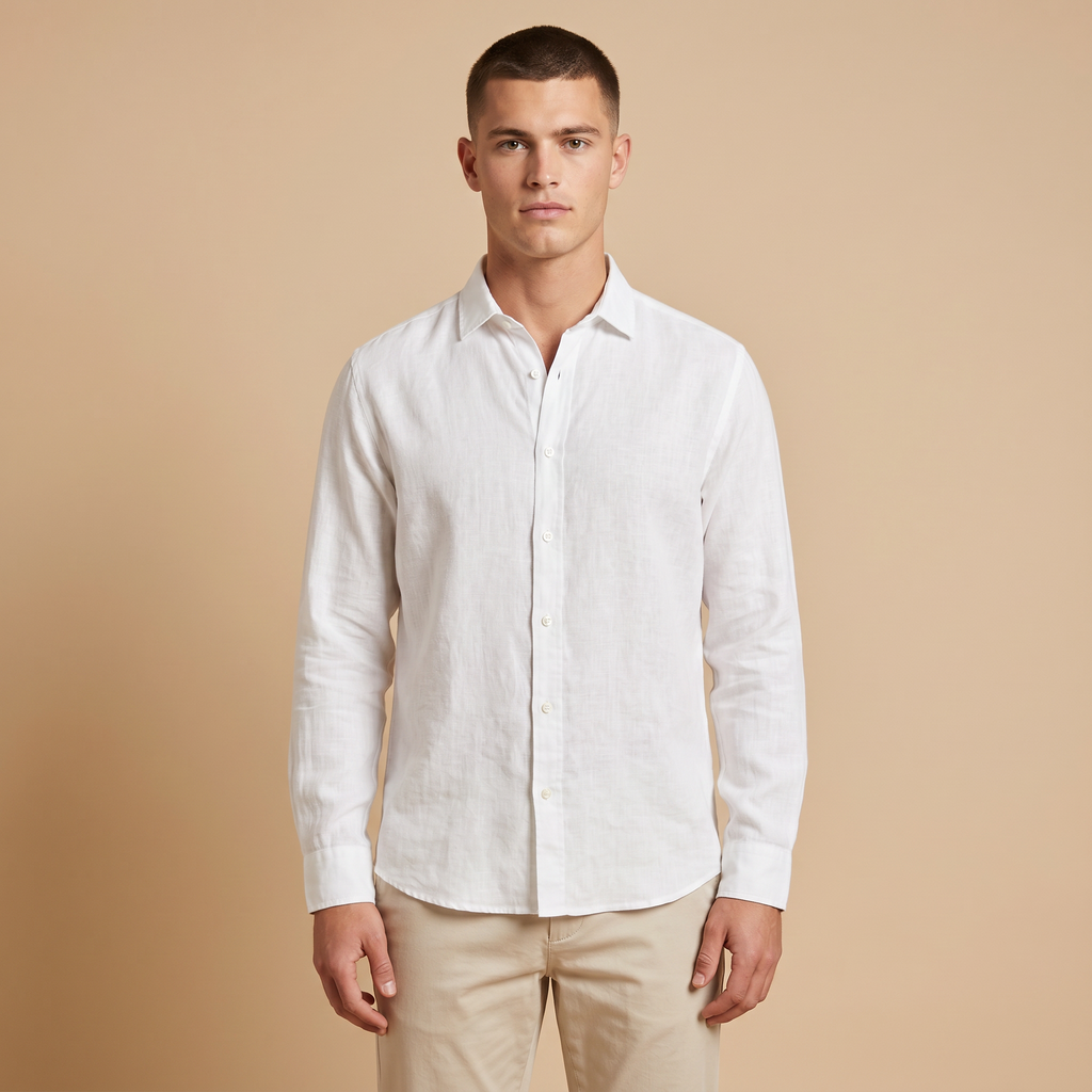 Herren Sommerhemd Leinenoptik Grün 7