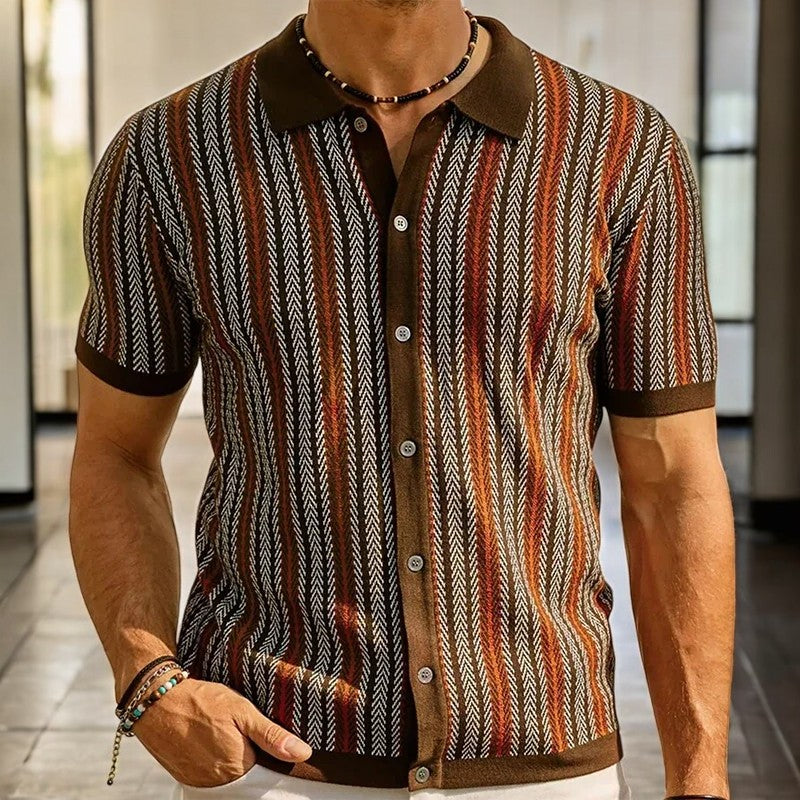 Strickhemd Blau mit vertikalen Streifen 6