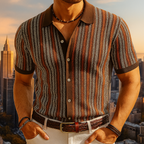 Strickhemd Blau mit vertikalen Streifen 8