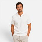 Herren Strickpolo Weiß