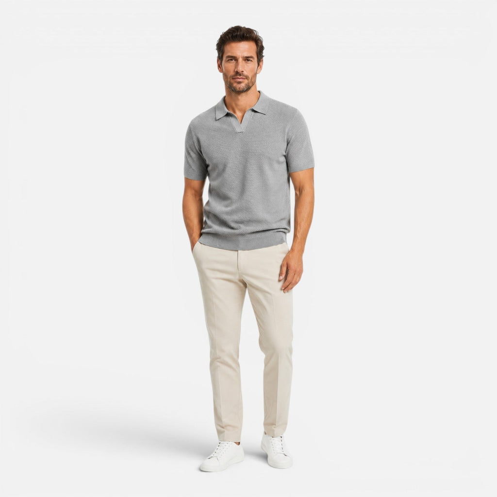 Herren Strickpolo Weiß 2