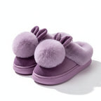 Kuschelige Hasenpantoffeln in Lila für Damen
