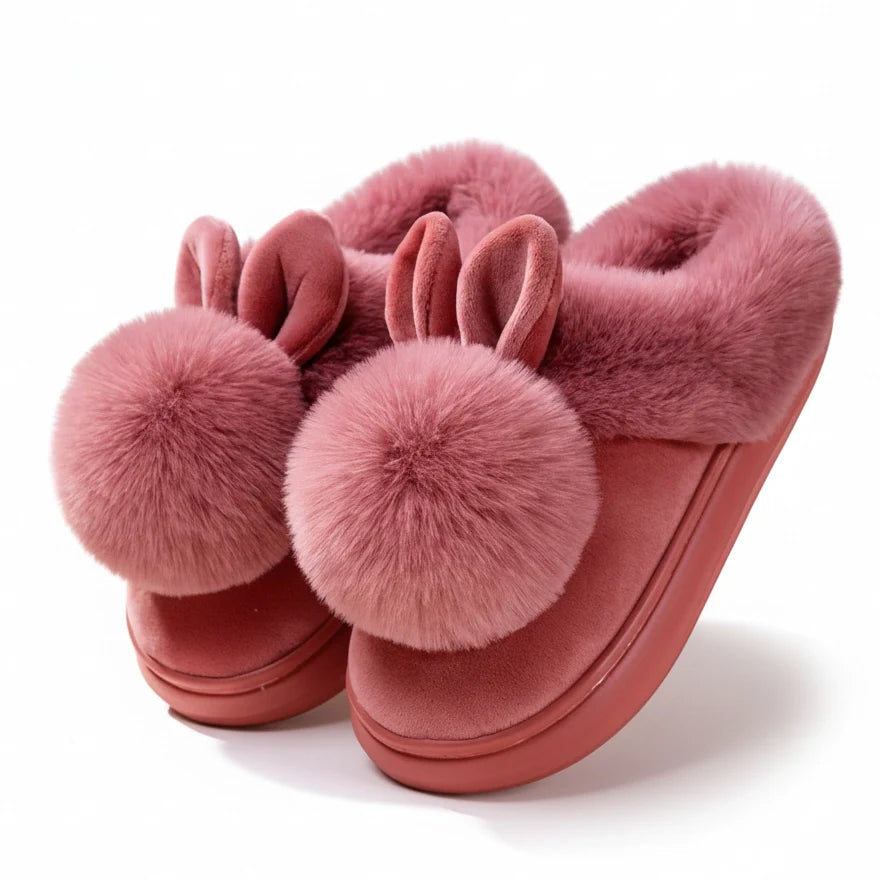 Kuschelige Hasenpantoffeln in Lila für Damen 11