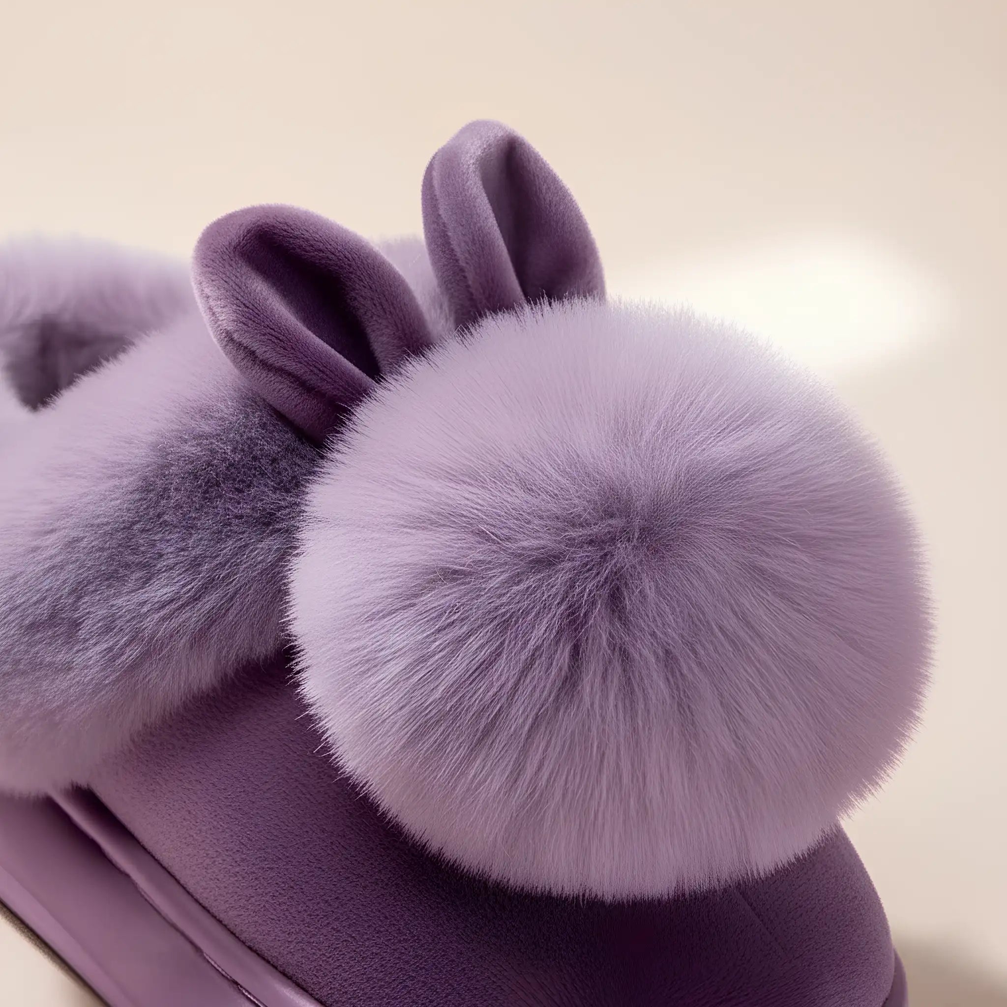 Kuschelige Hasenpantoffeln in Lila für Damen 2