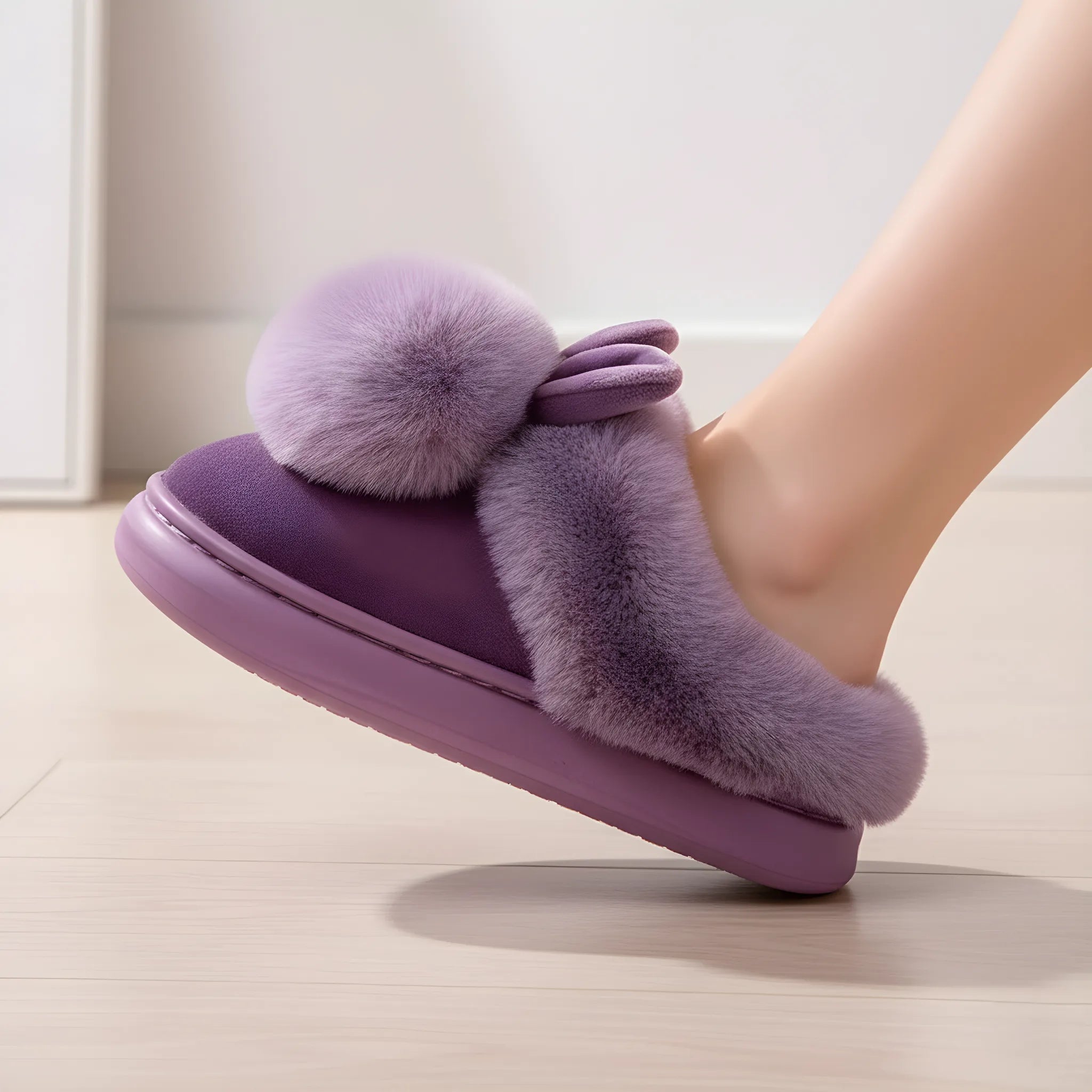 Kuschelige Hasenpantoffeln in Lila für Damen 4