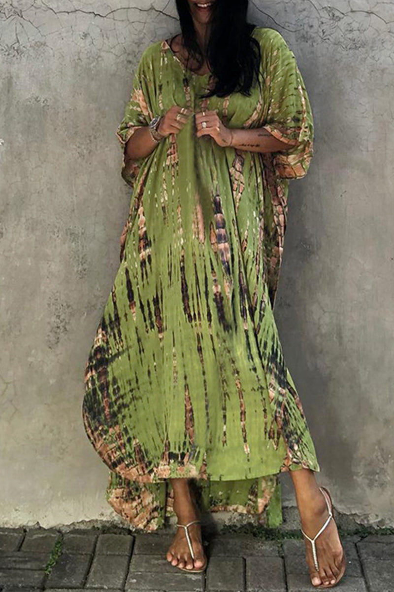 Lässiges Maxikleid mit Batikmuster, Mehrfarbig