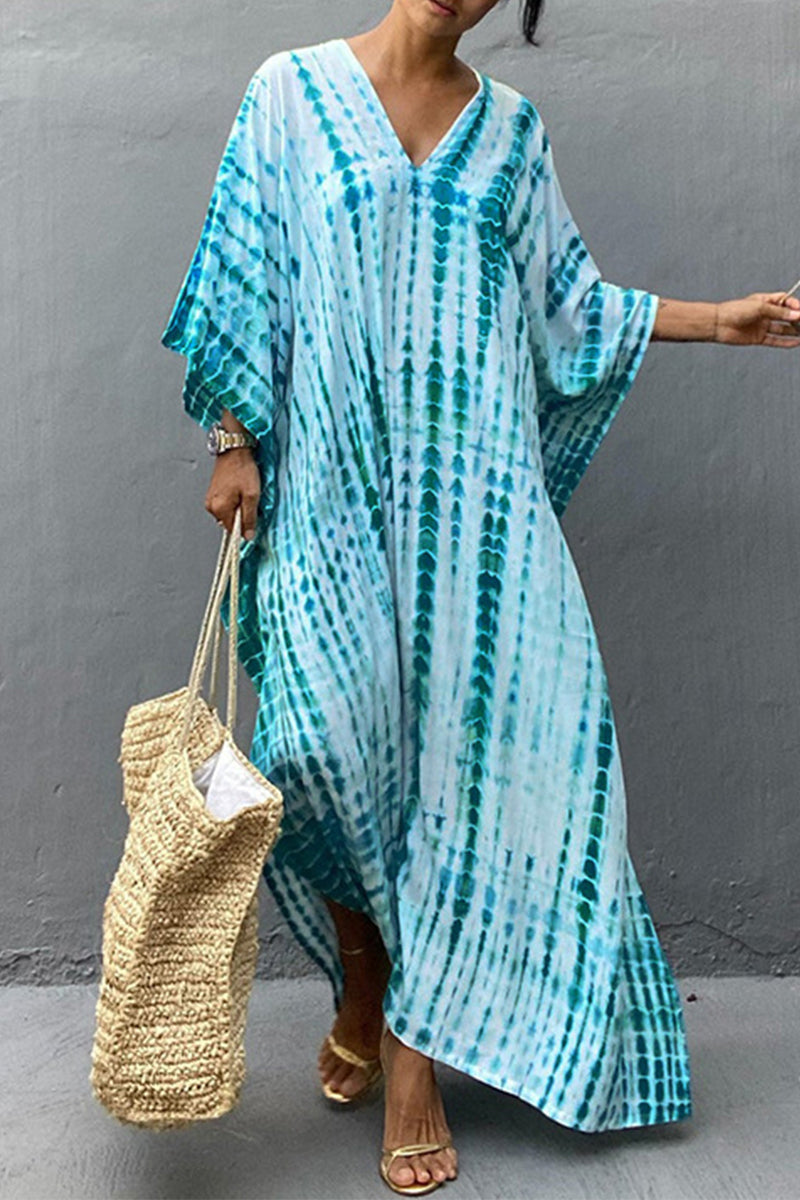 Lässiges Maxikleid mit Batikmuster, Mehrfarbig 11
