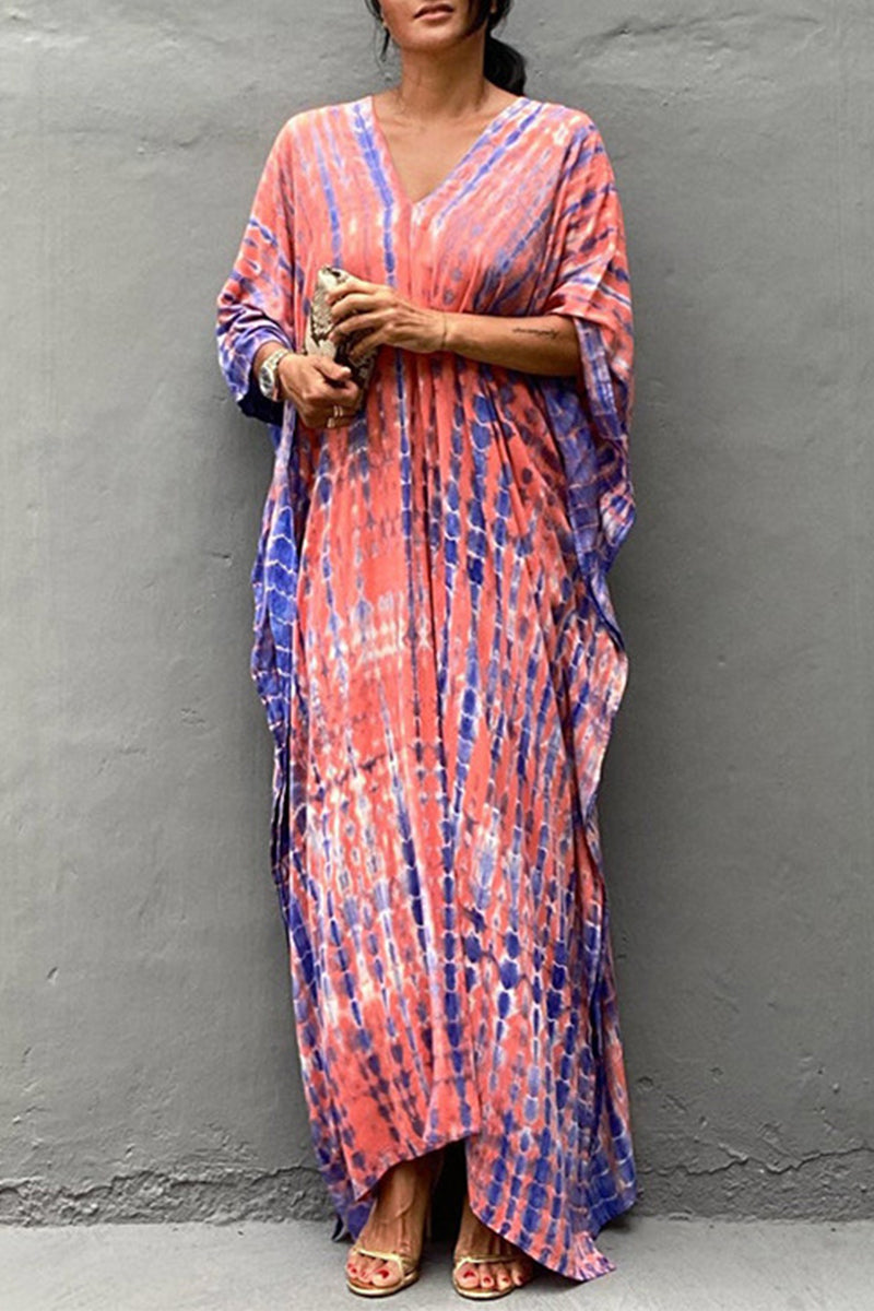 Lässiges Maxikleid mit Batikmuster, Mehrfarbig 15