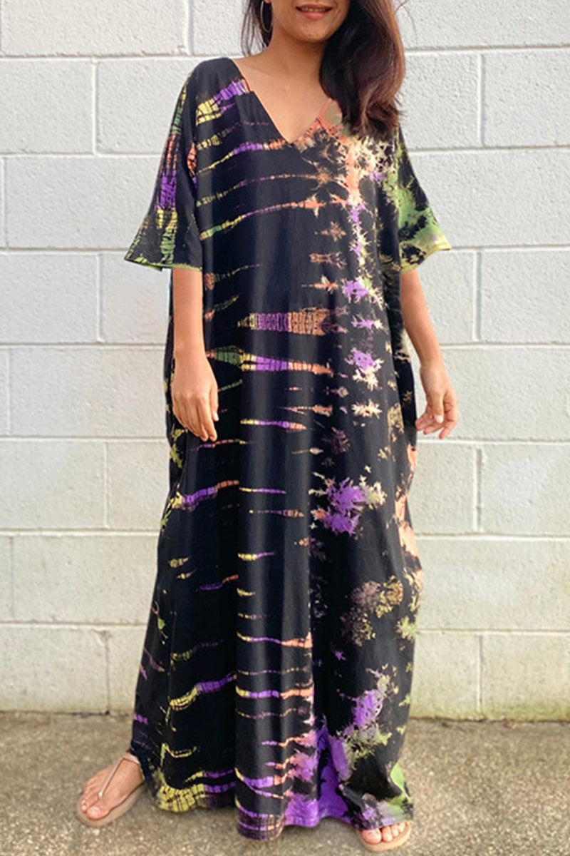 Lässiges Maxikleid mit Batikmuster, Mehrfarbig 17