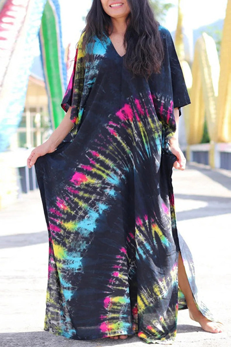Lässiges Maxikleid mit Batikmuster, Mehrfarbig 22