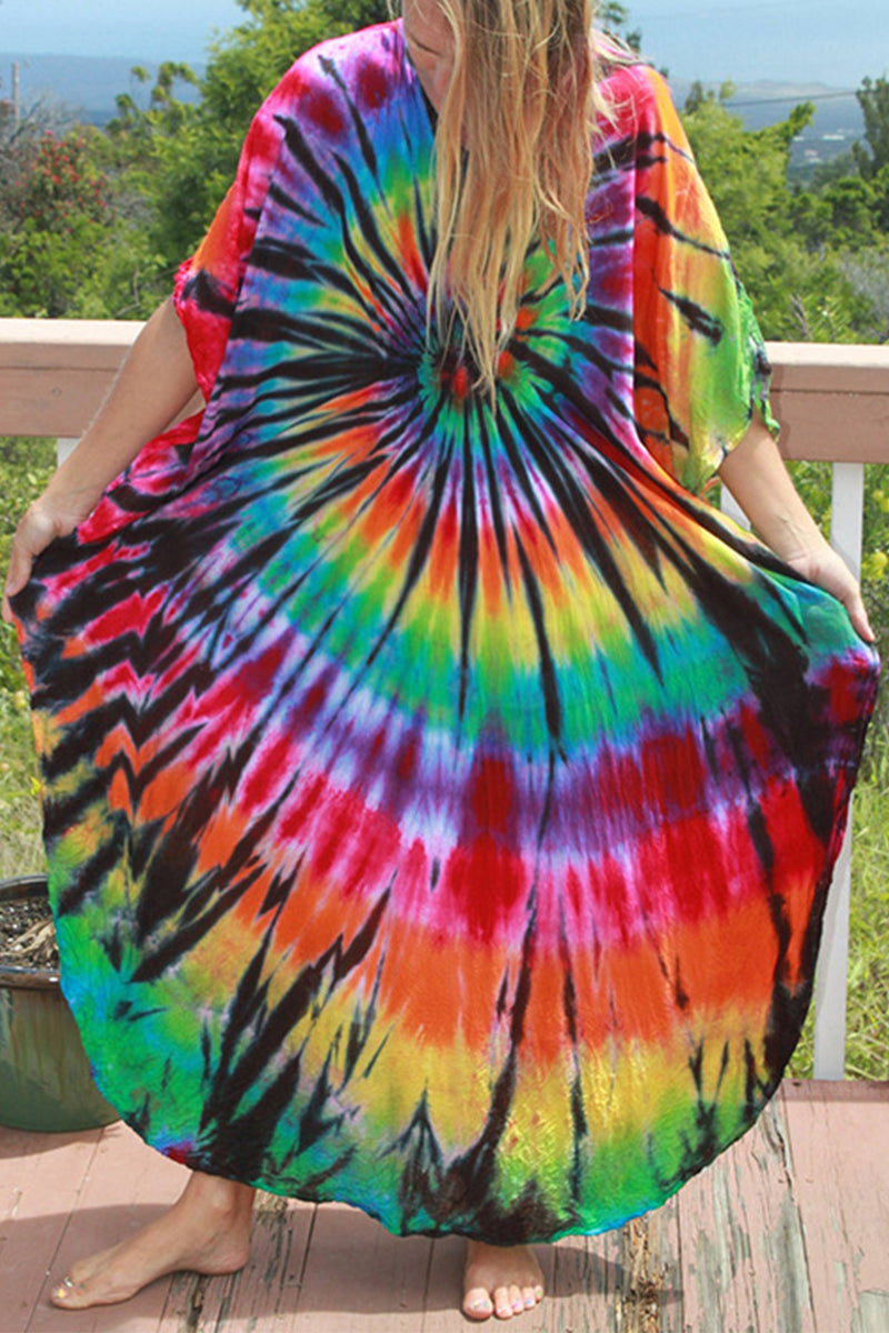 Lässiges Maxikleid mit Batikmuster, Mehrfarbig 25