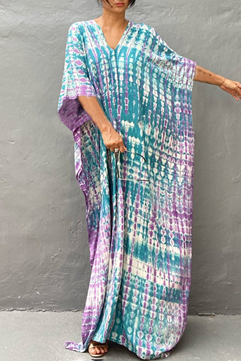 Lässiges Maxikleid mit Batikmuster, Mehrfarbig 28