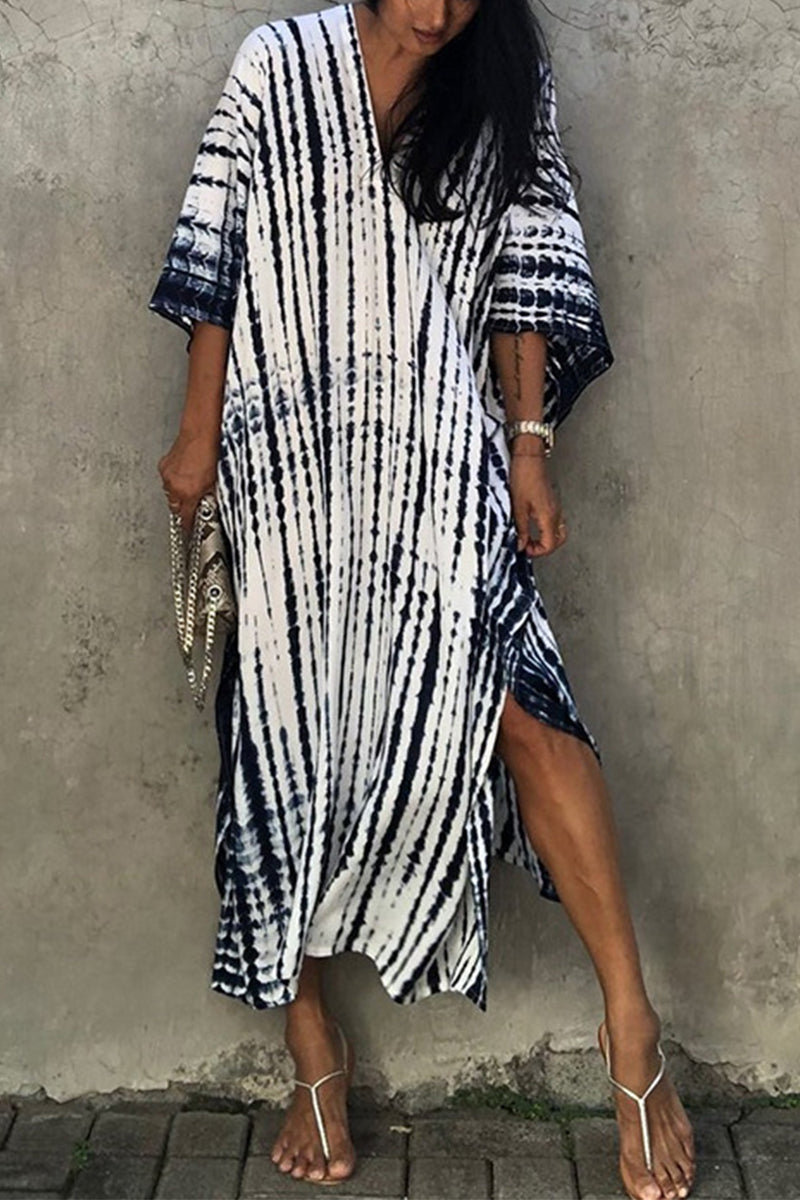 Lässiges Maxikleid mit Batikmuster, Mehrfarbig 3