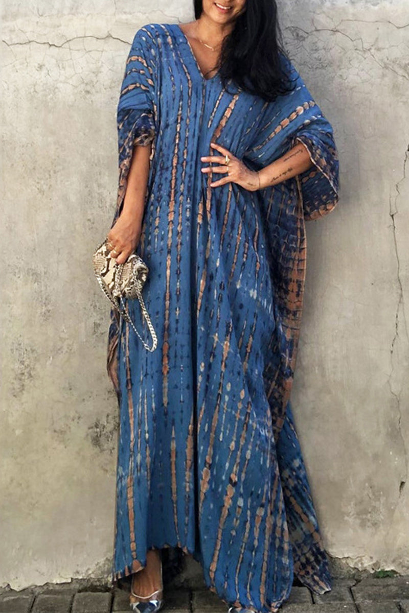 Lässiges Maxikleid mit Batikmuster, Mehrfarbig 4