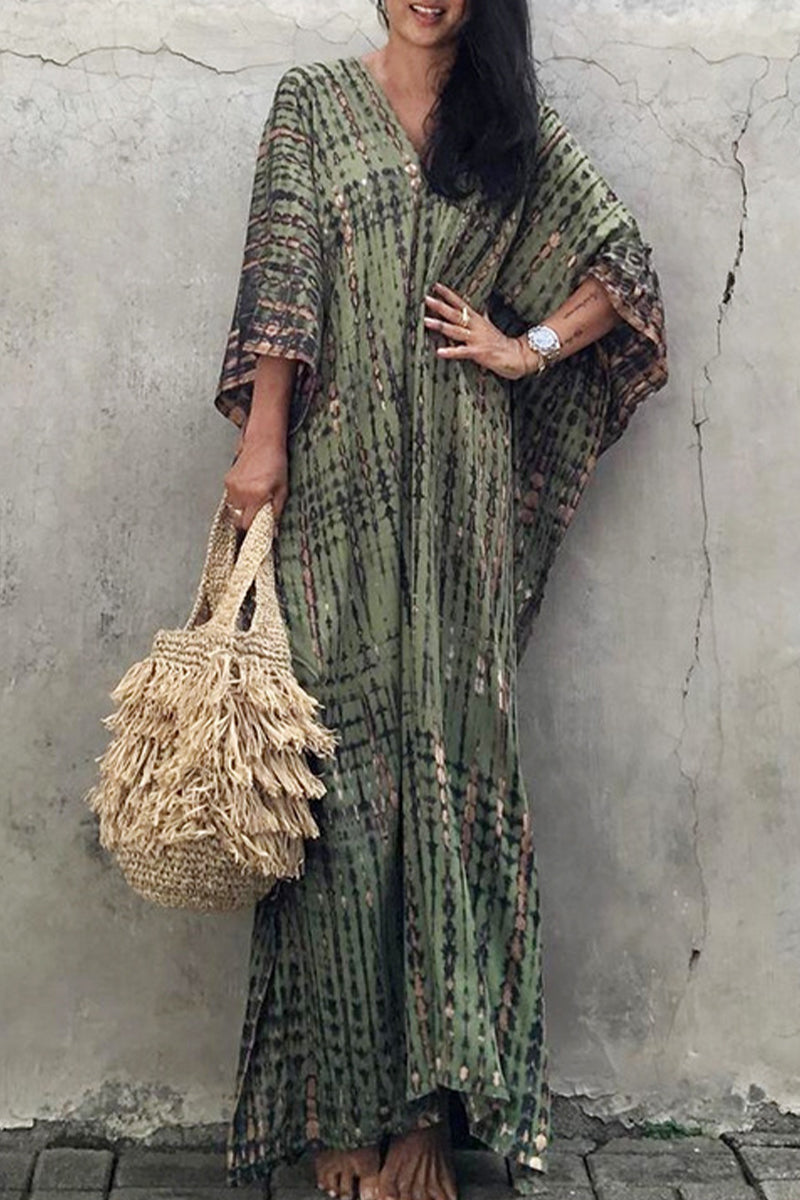 Lässiges Maxikleid mit Batikmuster, Mehrfarbig 6