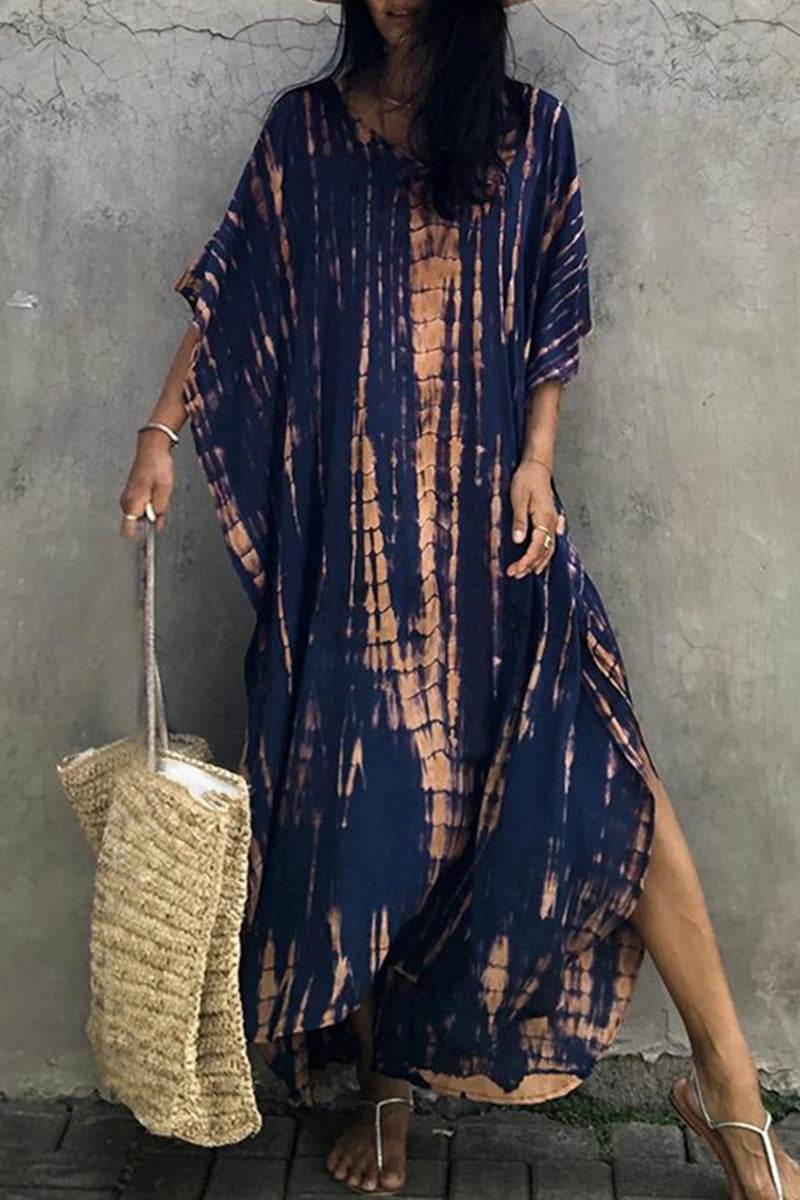 Lässiges Maxikleid mit Batikmuster, Mehrfarbig 7