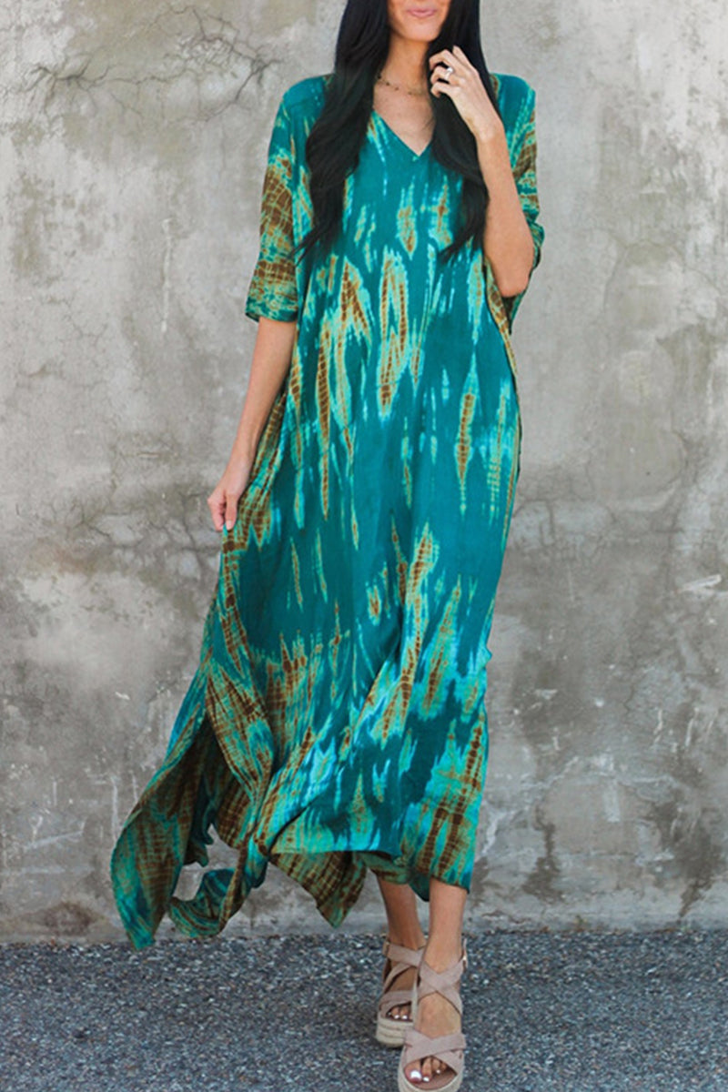Lässiges Maxikleid mit Batikmuster, Mehrfarbig 8
