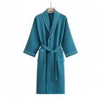 Bademantel Blau mit Waffelstruktur 4