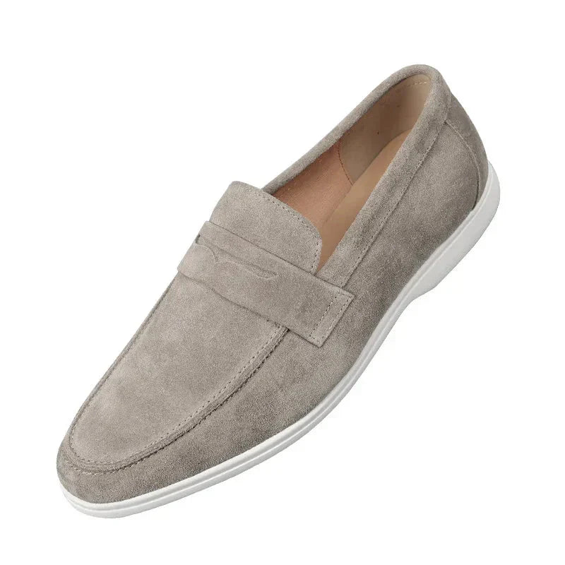 Männer Klassische Wildleder Slipper in Grau, stilvoll und bequem. 6