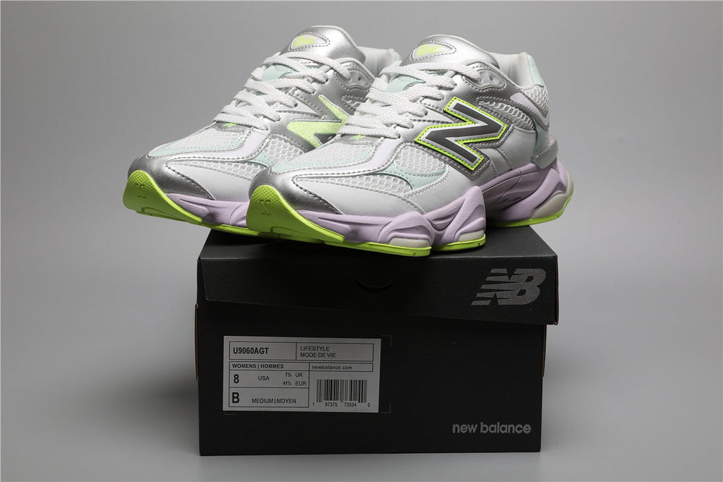 New Balance 9060 Weiße Grüne Sneakers für stilvolle Auftritte. 5