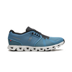 On Running Cloud 5 in Niagara Blau und Schwarz, atmungsaktiver Sneaker.