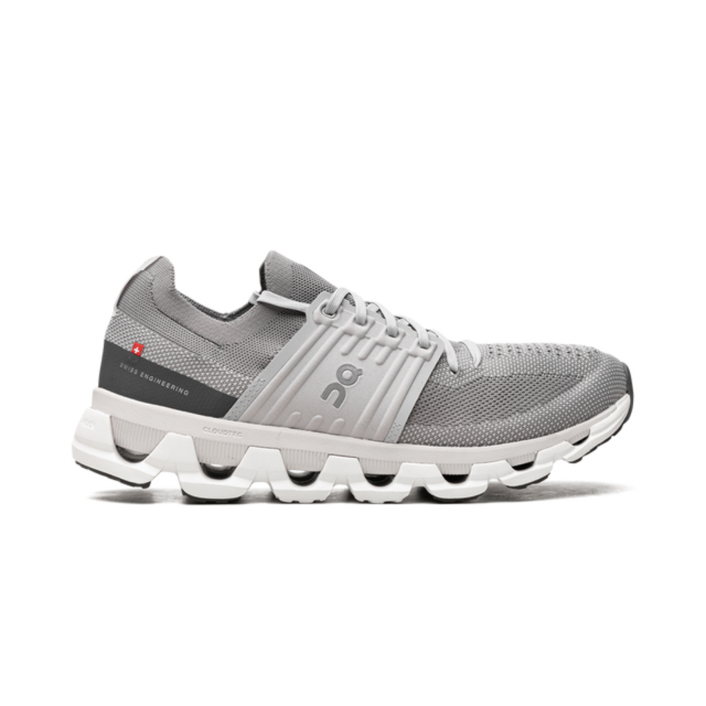 On Running Cloudswift 3 in Grau und Blau, sportlicher Laufschuh.