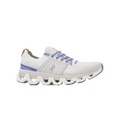 On Running Cloudswift 3 in Weiß und Blaubeere, sportlicher Laufschuh für Frauen.
