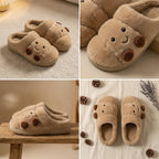 Plüsch Hausschuhe Beige im Croissant Design 3