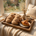 Plüsch Hausschuhe Beige im Croissant Design 7