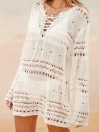Gestricktes Cover Up Weiß, ideal für Strandtage 2