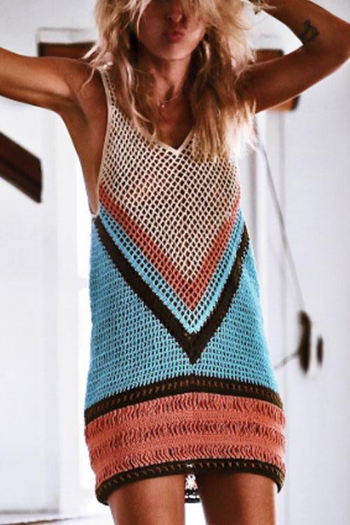 Strand Cover Up Kleid Mehrfarbig