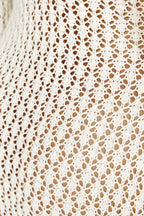 Strandkleid Weiß, Luftig Gestrickt mit V-Ausschnitt 6