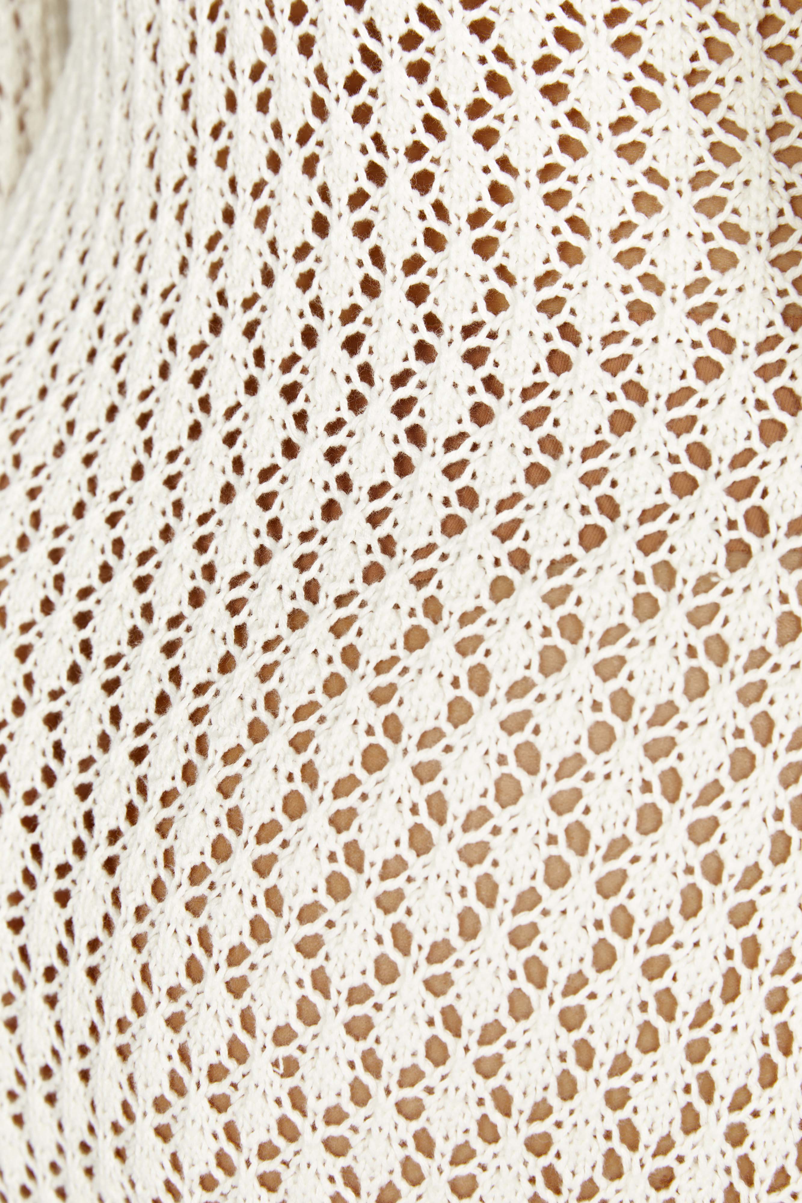 Strandkleid Weiß, Luftig Gestrickt mit V-Ausschnitt 6