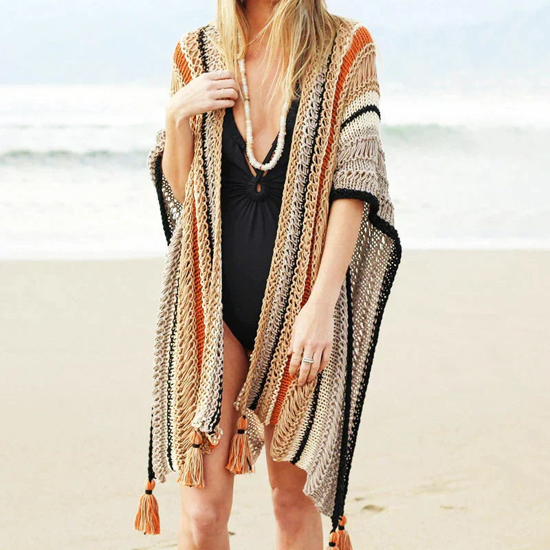 Strandponcho Beige, stilvoll und bequem für den Sommer