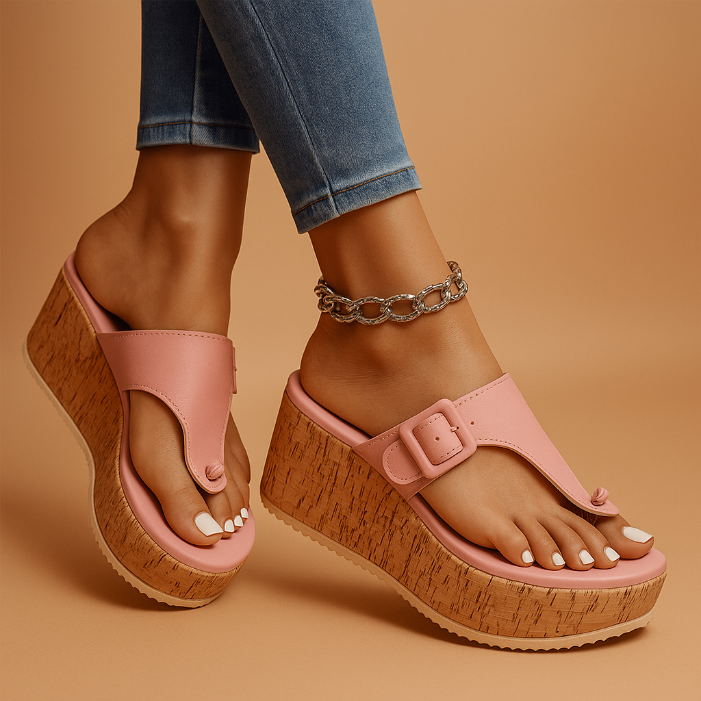 Violette Plattform Sandalen für Frauen mit verstellbaren Riemen und rutschfester Sohle. 4