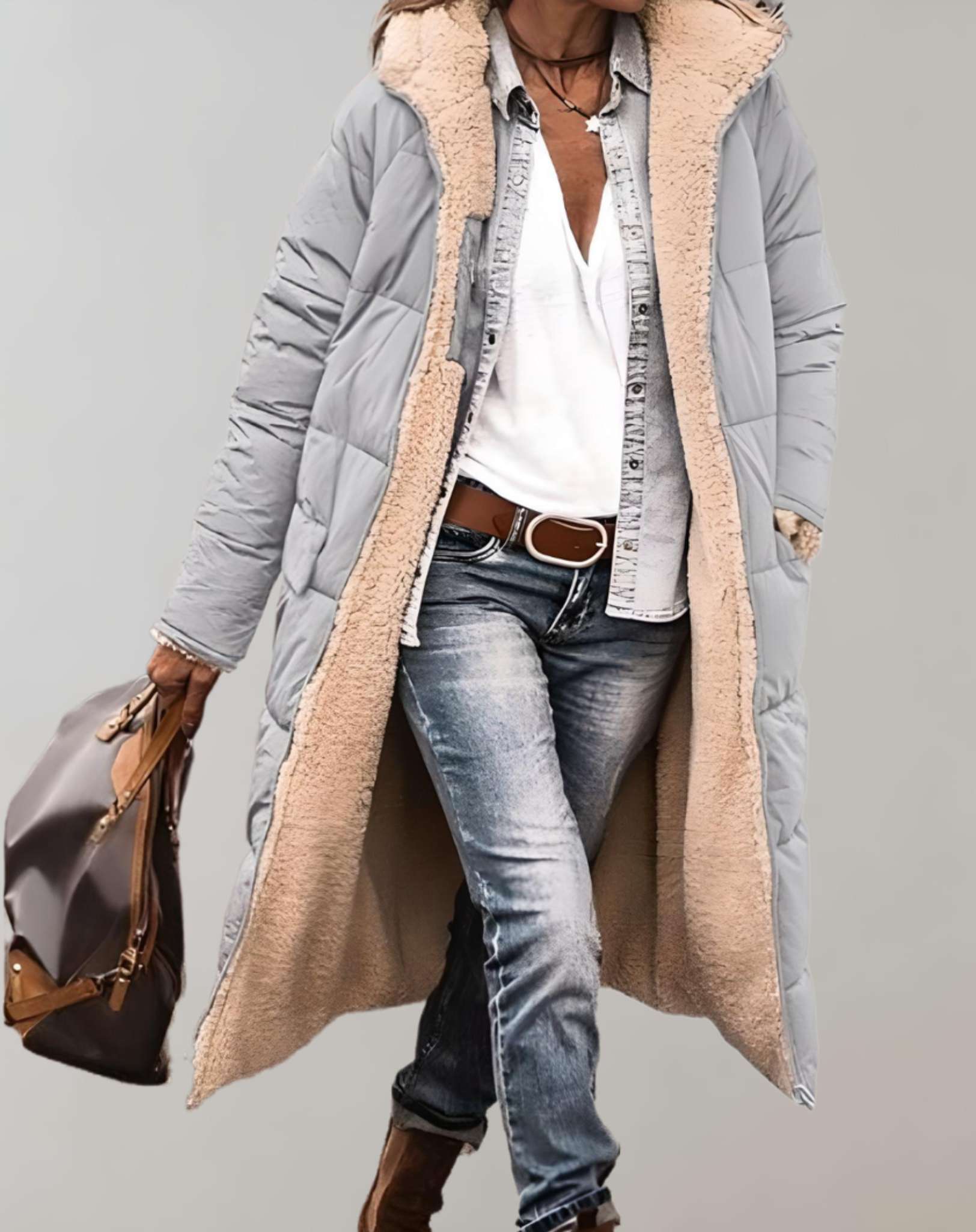 Pekiclub Damen Wintermantel mit Kapuze und Fleece-Futter