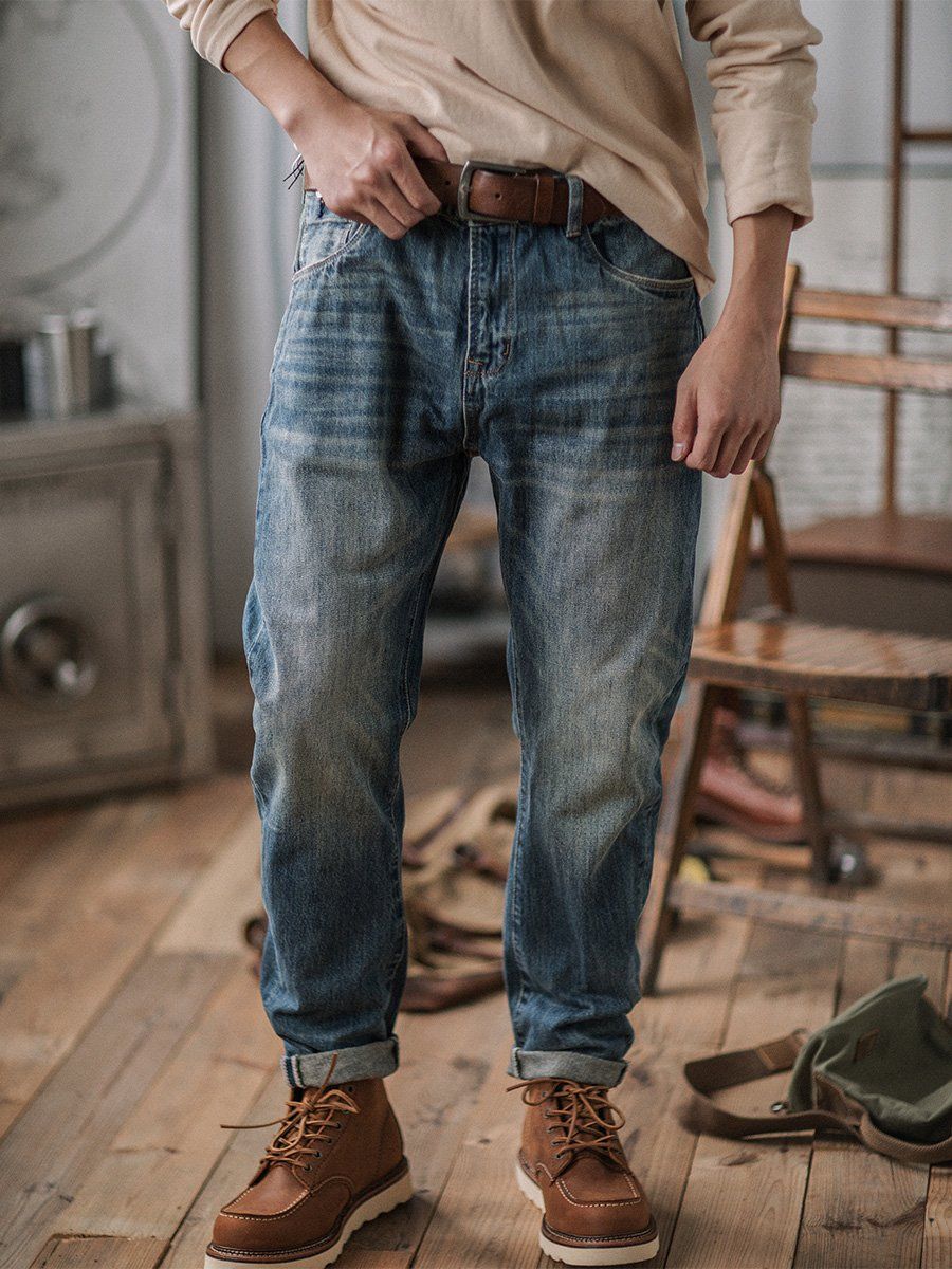 RiffRaff Herren Relaxed Fit Jeans - Vintage Wasch Denim - Lässiger Stil - Bequem — Image 2