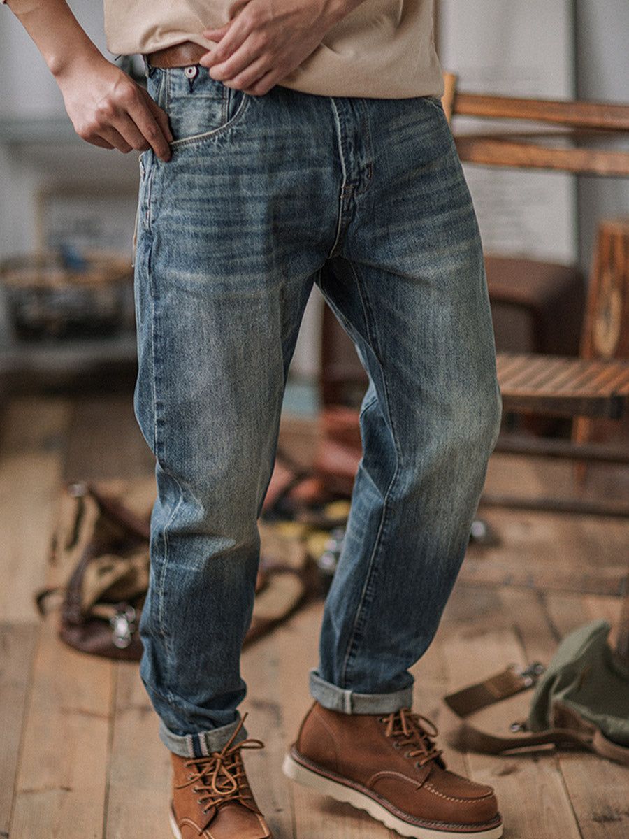 RiffRaff Herren Relaxed Fit Jeans - Vintage Wasch Denim - Lässiger Stil - Bequem — Image 3