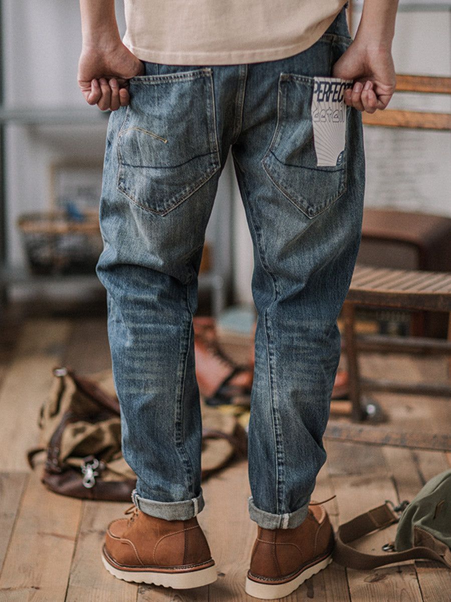 RiffRaff Herren Relaxed Fit Jeans - Vintage Wasch Denim - Lässiger Stil - Bequem — Image 4