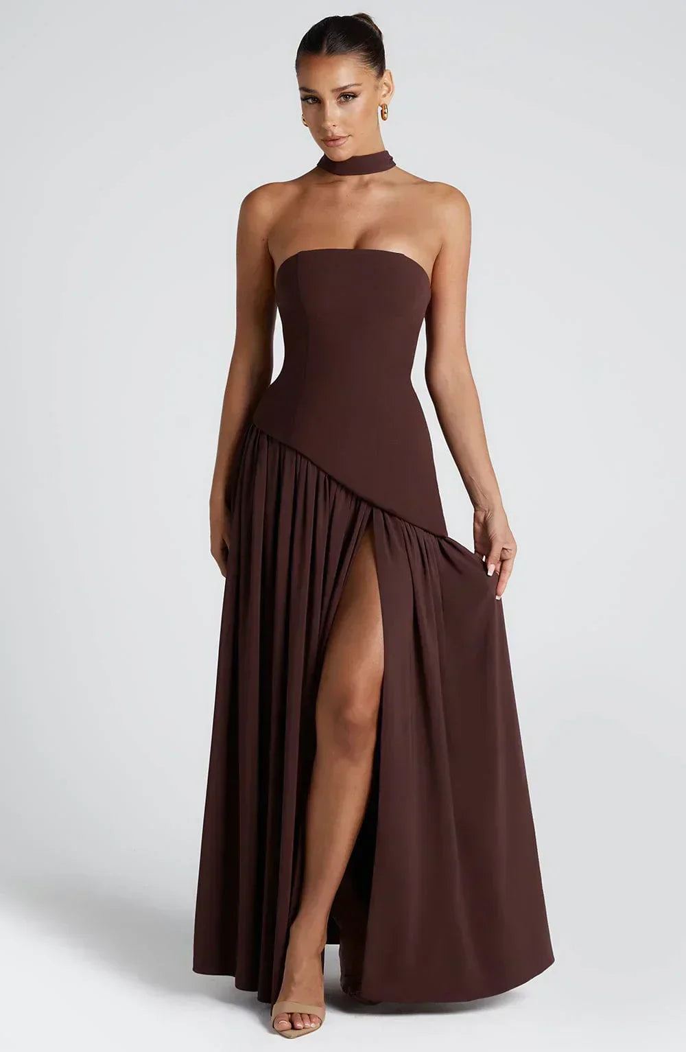 Marke Abendkleid Asymmetrisch Schulterfrei Eleganz — Image 10