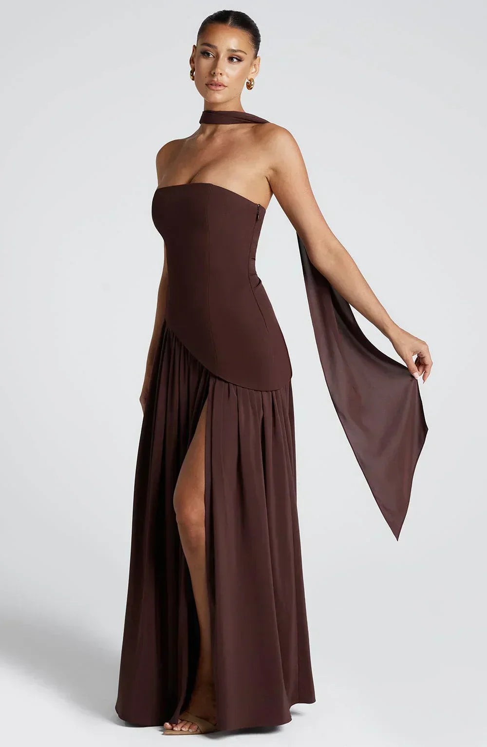 Marke Abendkleid Asymmetrisch Schulterfrei Eleganz — Image 5