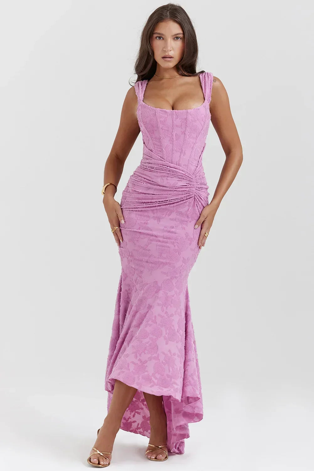 Marke Abendkleid mit Spitzen-Design und asymmetrischem Saum — Image 4