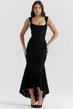 Marke Abendkleid mit Spitzen-Design und asymmetrischem Saum — Image 5