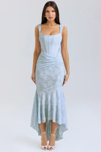 Marke Abendkleid mit Spitzen-Design und asymmetrischem Saum — Main Image