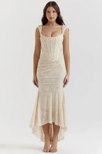 Marke Abendkleid mit Spitzen-Design und asymmetrischem Saum — Image 6