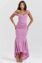 Marke Abendkleid mit Spitzen-Design und asymmetrischem Saum — Image 7