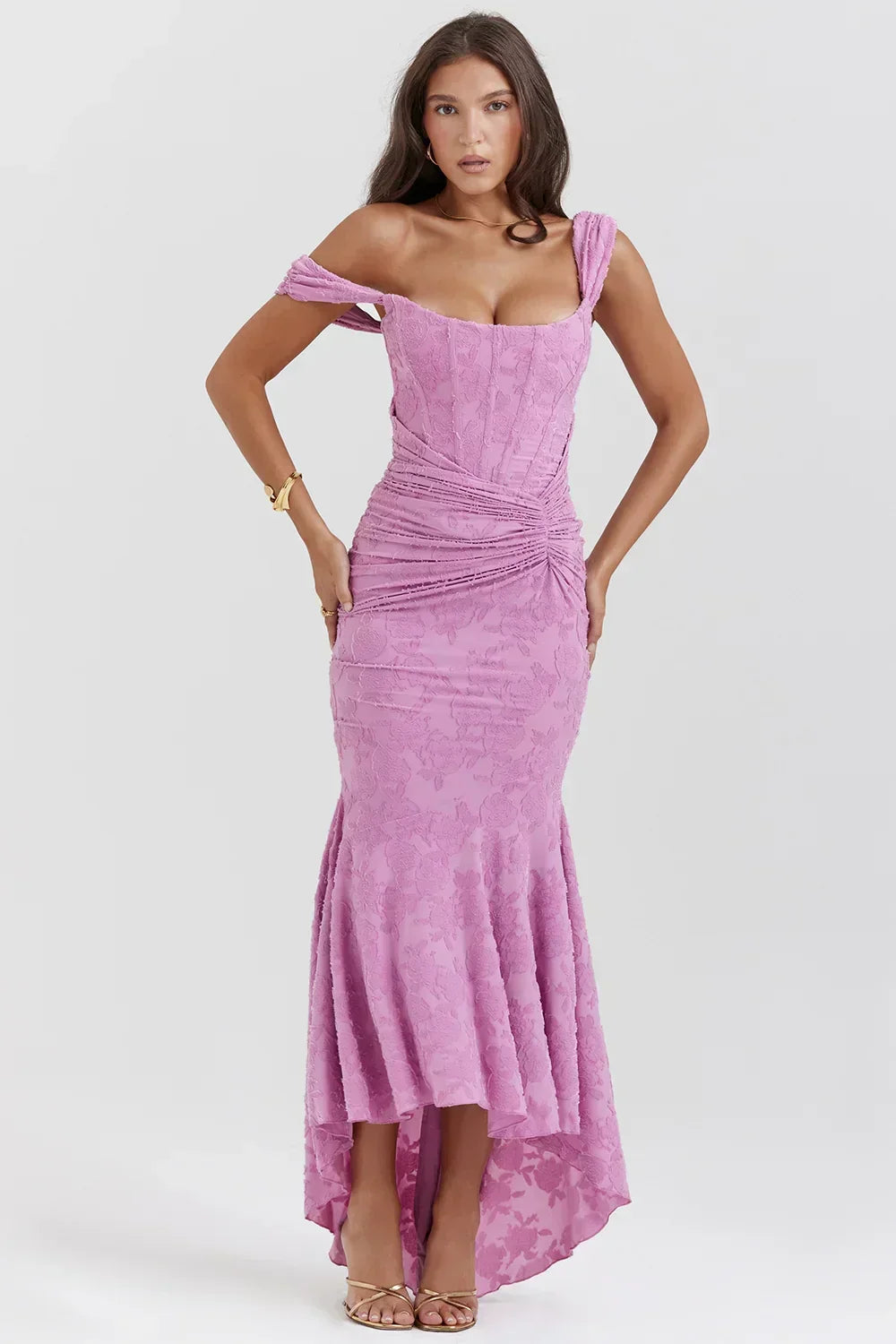 Marke Abendkleid mit Spitzen-Design und asymmetrischem Saum — Image 7