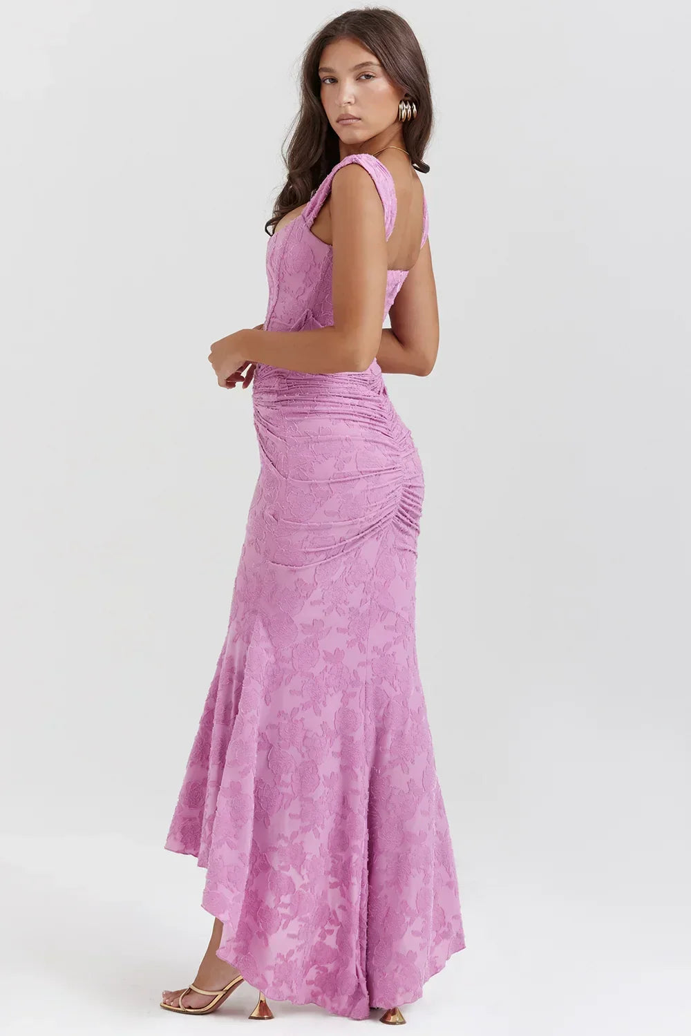 Marke Abendkleid mit Spitzen-Design und asymmetrischem Saum — Image 29